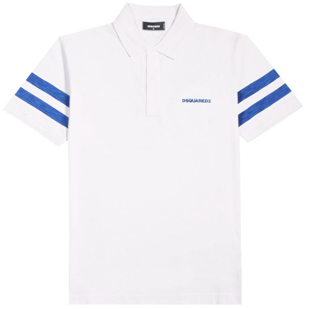DSquared2 Men's Reverse Maple Leaf Logo Polo Shirt White - WHITE XL