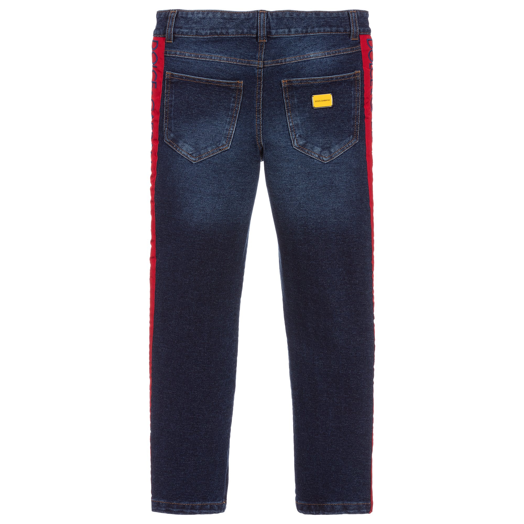 Dolce & Gabbana Boys Panel Jeans Blue Red Multi Coloured 8Y