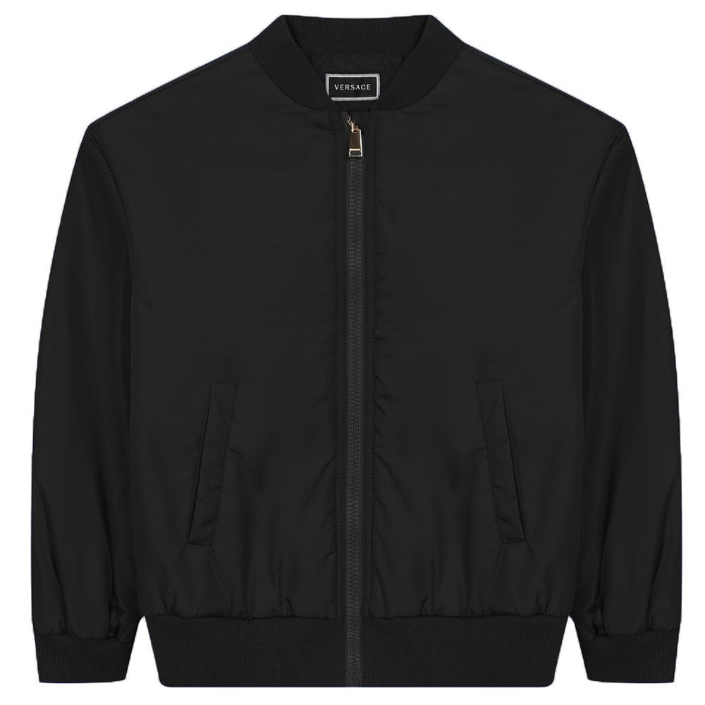 Young Versace Boys Reverse Logo Bomber Jacket Black - BLACK 10Y