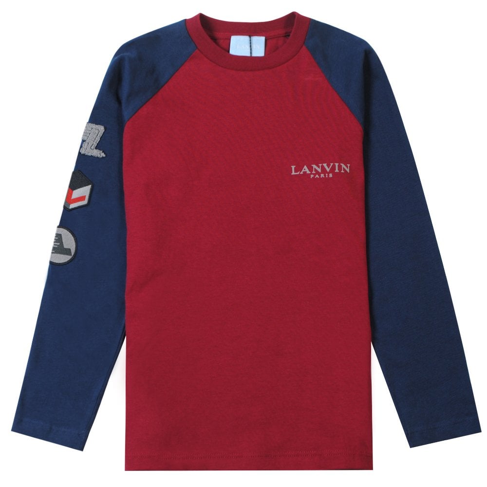 Lanvin Boys Badge Long Sleeve T-shirt Burgundy 10Y - 2023