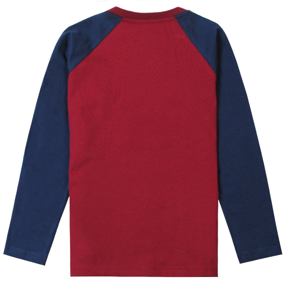 Lanvin Boys Badge Long Sleeve T-shirt Burgundy 12Y