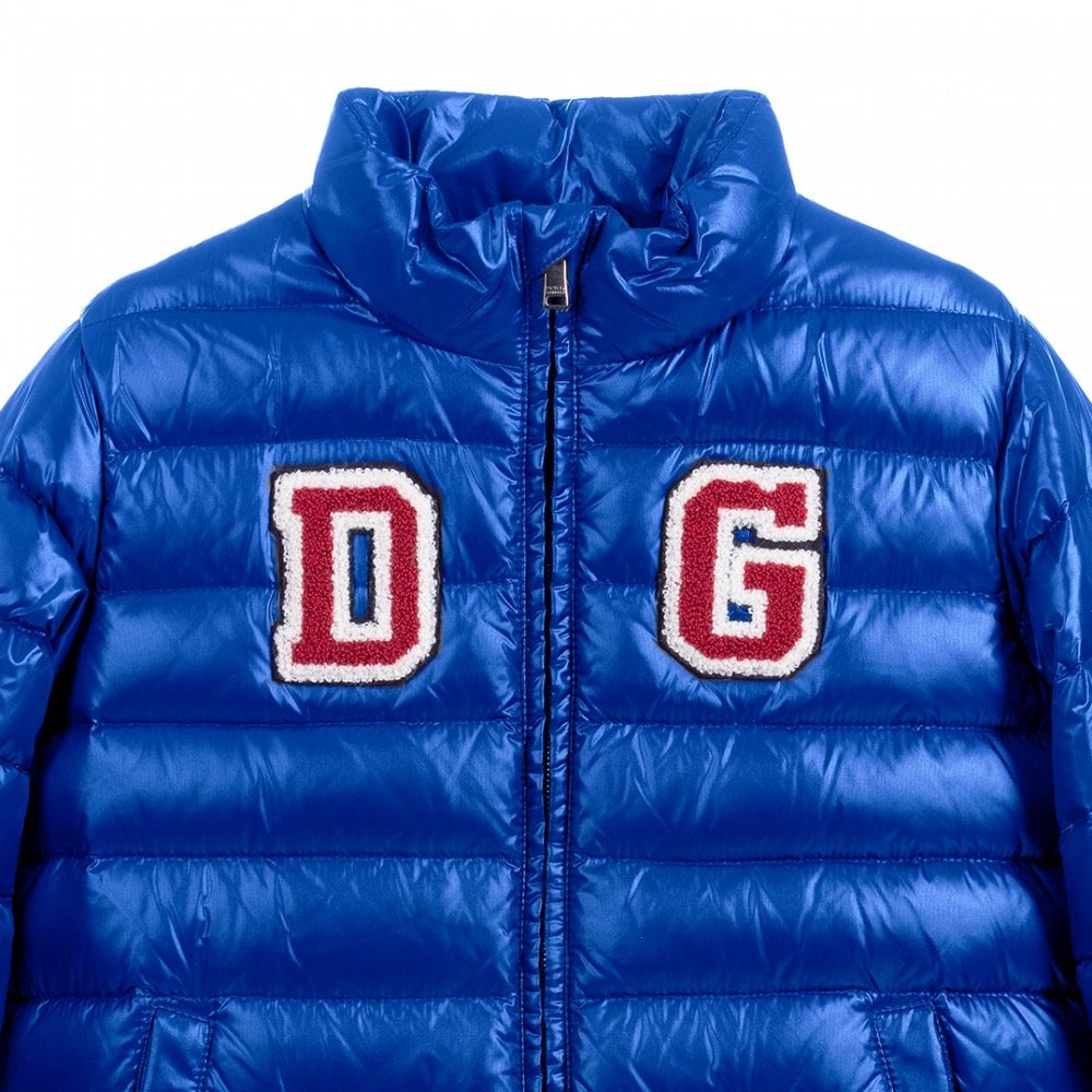 Dolce & Gabbana Boys Logo Puffer Jacket Blue — Maison Threads