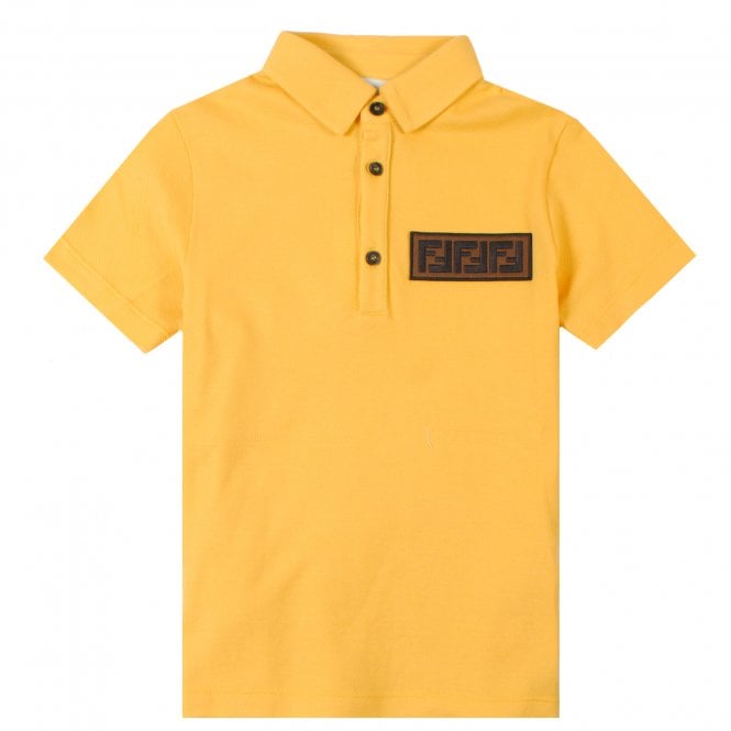 Fendi Boys Patch Logo Polo Yellow - YELLOW 12Y