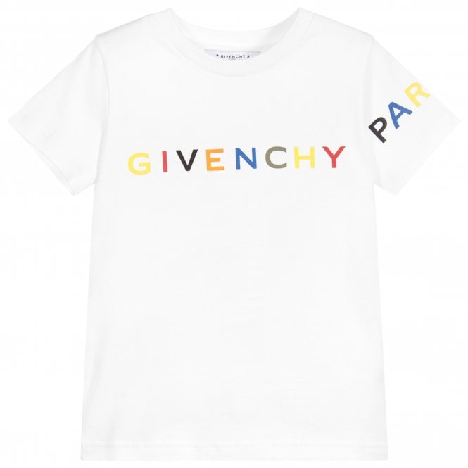 Givenchy Boys Colourful Logo T-Shirt White - 4Y WHITE