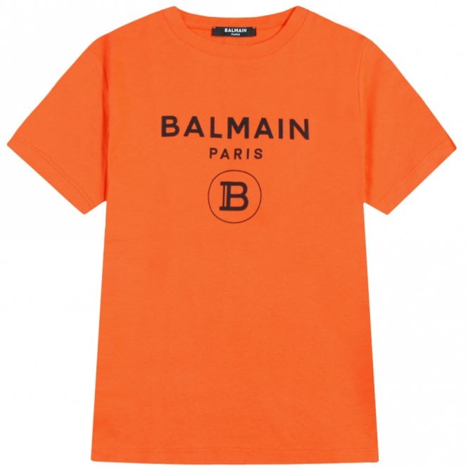 Balmain Boys Logo Print T-Shirt Orange