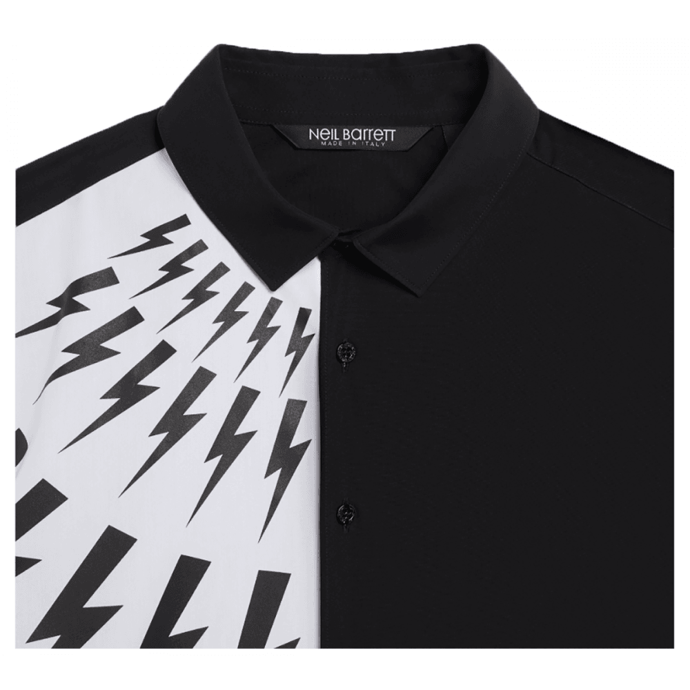Neil Barrett Men's Half Sleeve Thunderbolt Shirt White & Black XL