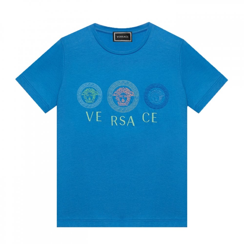 Versace Boys Triple Medusa T-shirt Blue - BLUE 6Y