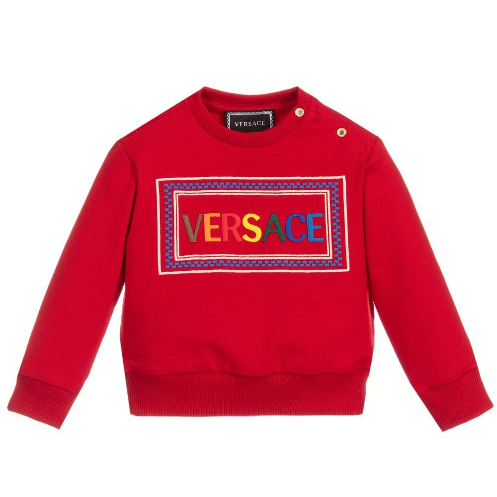 Versace Baby Boys Cotton Logo Sweater Red 18M