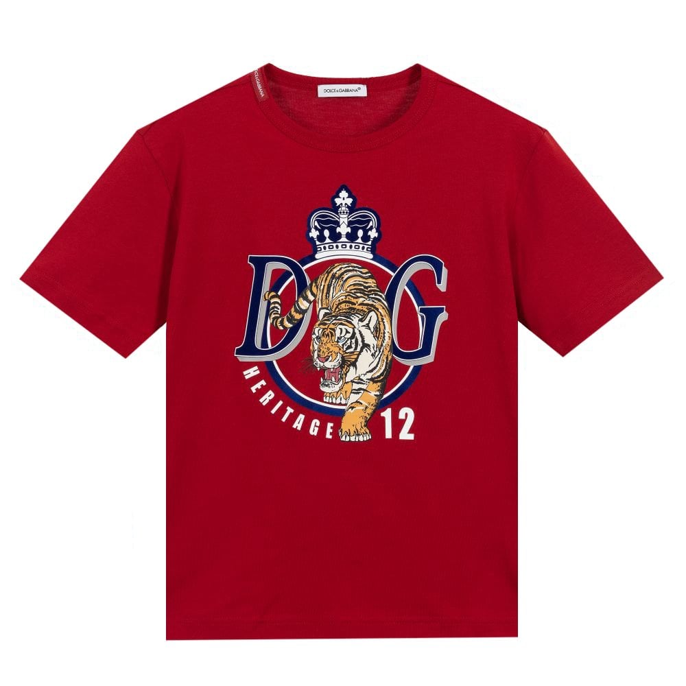 Dolce & Gabbana Boys Tiger T-shirt Red 6Y