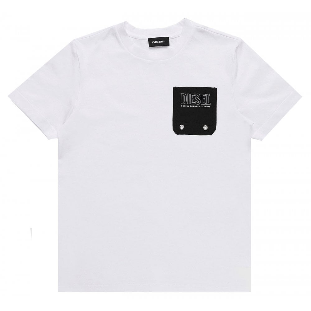 Diesel Boys Cotton T-shirt White - WHITE 4Y