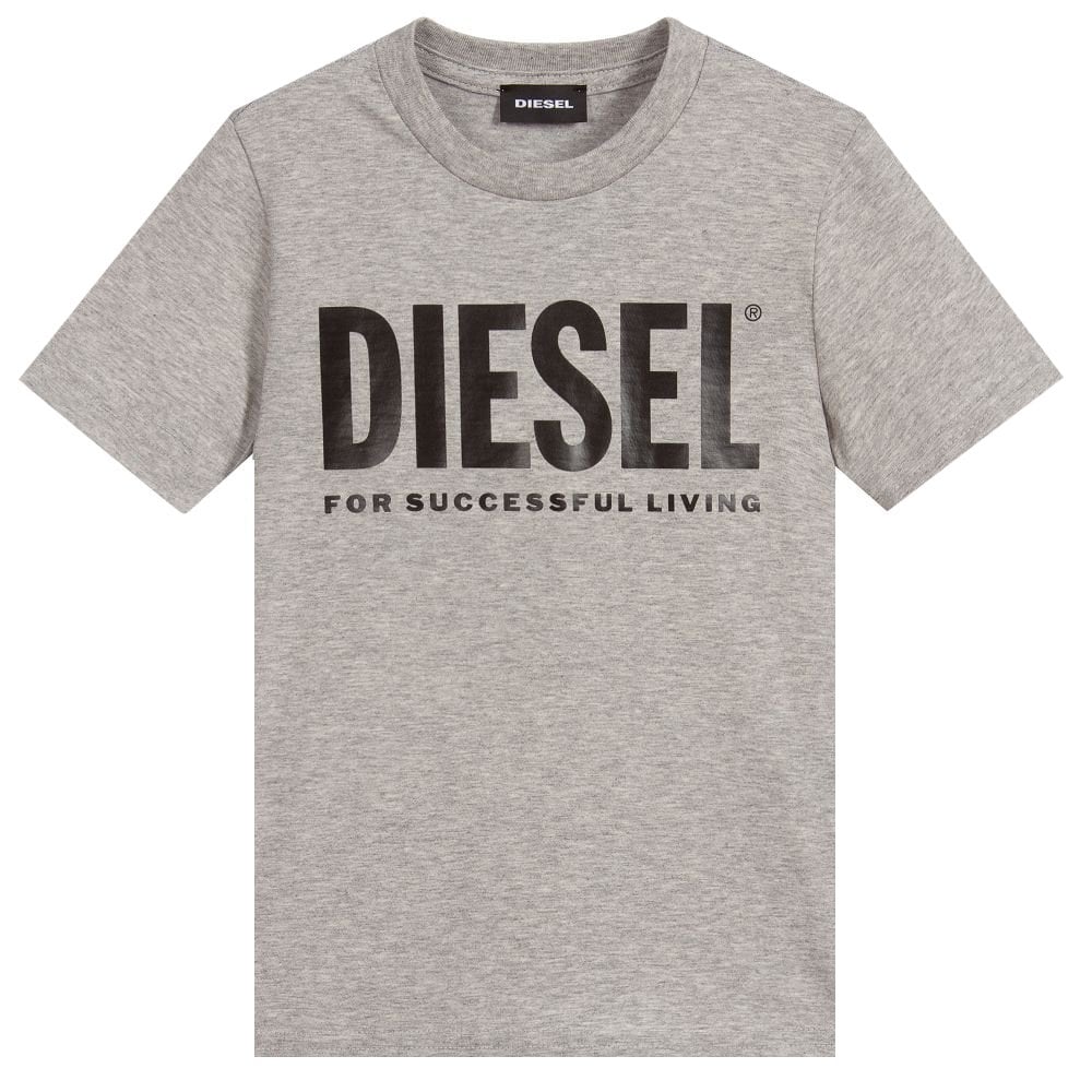 Diesel Boys Cotton Logo T-shirt Grey - GREY 4Y