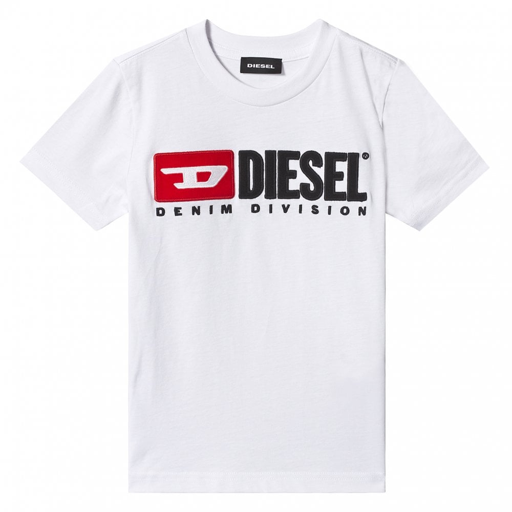 Diesel Boys Cotton Logo T-shirt White - WHITE 8Y