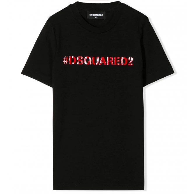 Dsquared2 Boys Hashtag T-shirt Black 12Y
