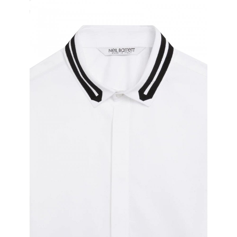 Neil Barrett Men's Collar Stripe Shirt White XXL
