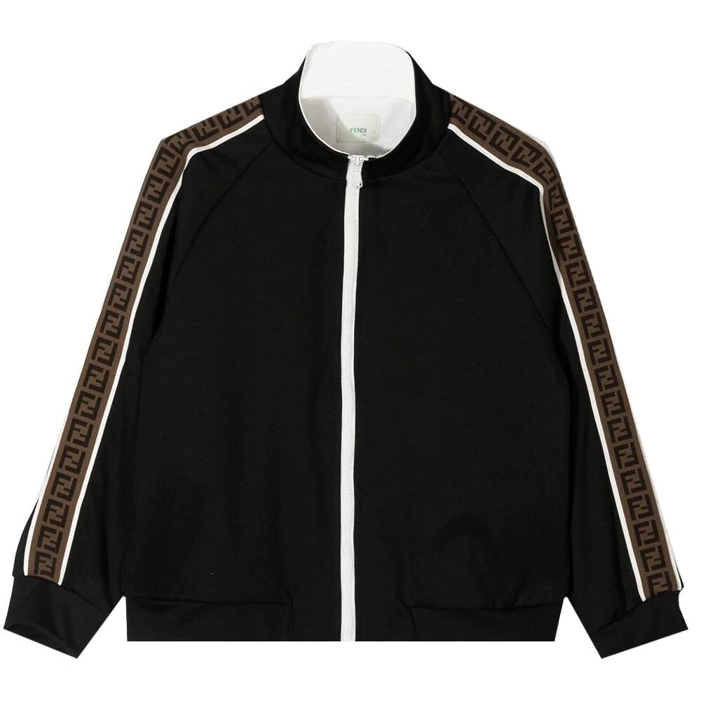 Fendi Boys Tape Logo Zip Top Black 10Y