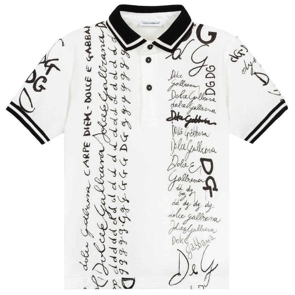 Dolce & Gabbana Boys Logo Signature Polo White 4Y