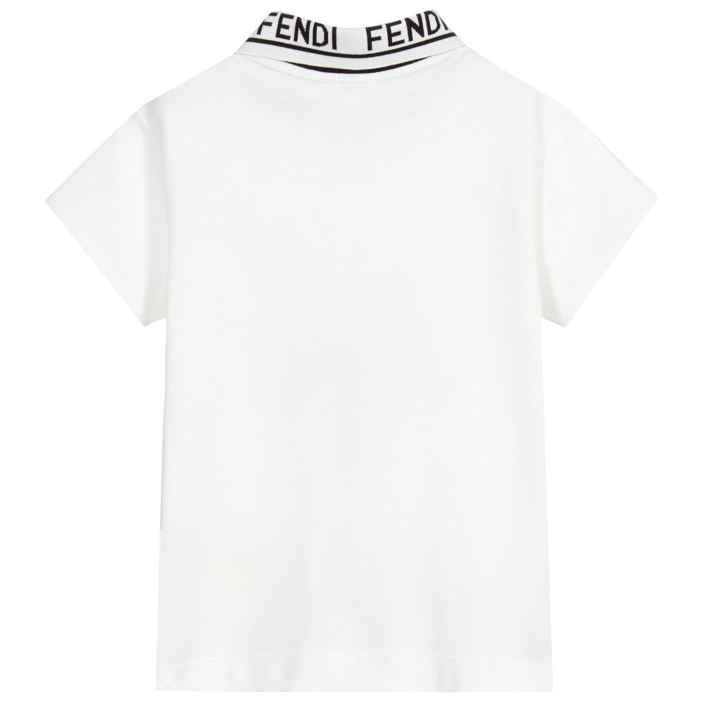 Fendi Boys Cotton Polo Shirt White 10Y