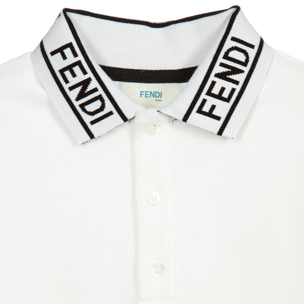 Fendi Boys Cotton Polo Shirt White 10Y