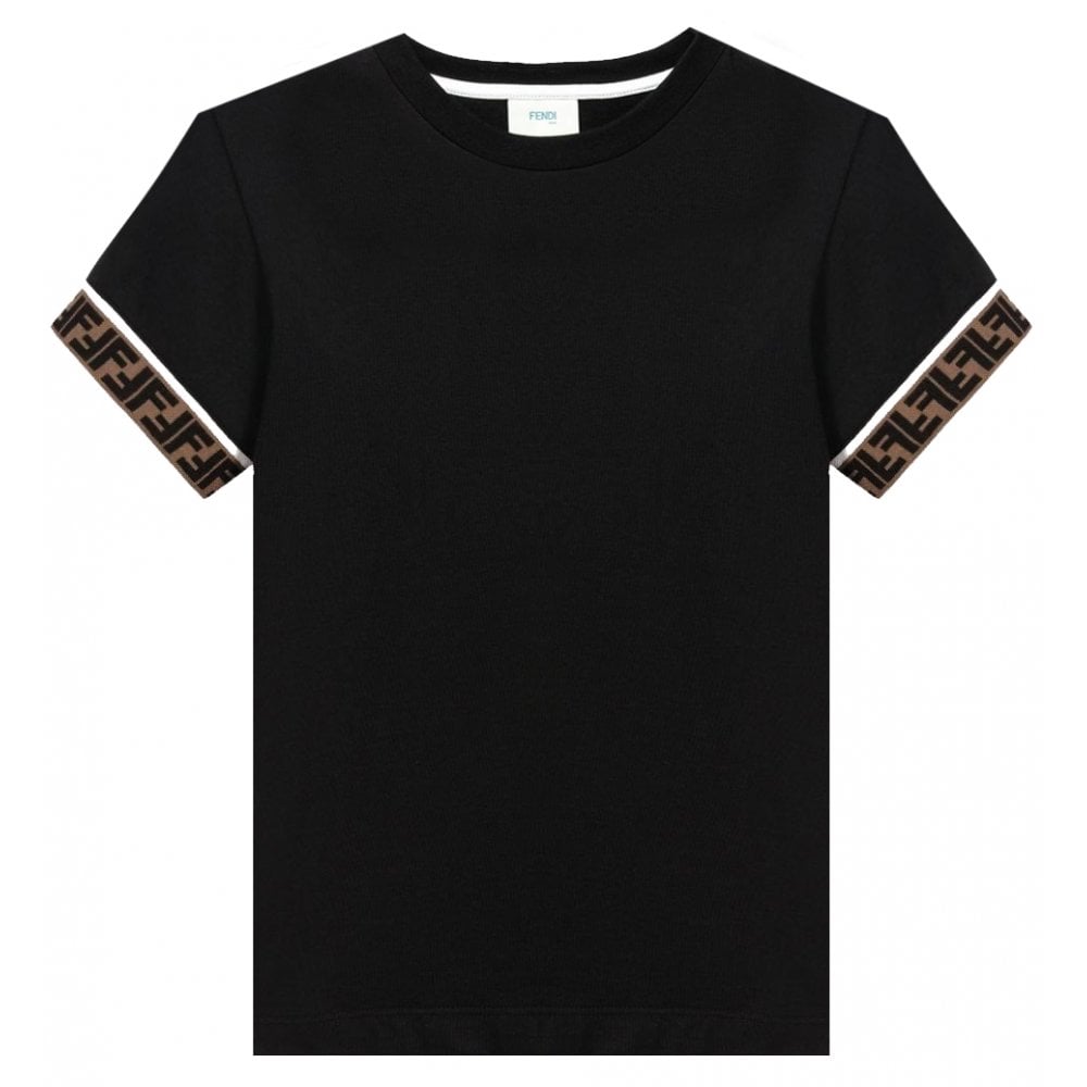 Fendi Boys Cuff Logo T-shirt Black 8Y
