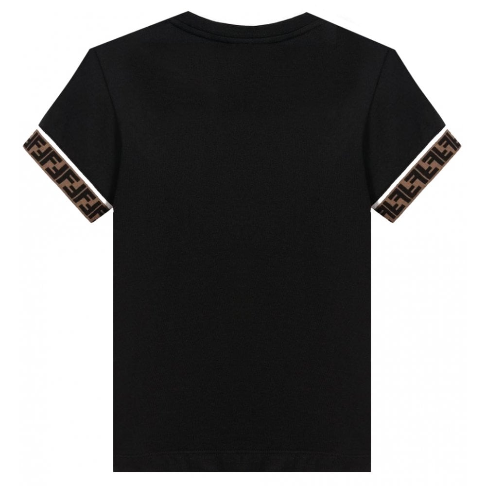 Fendi Boys Cuff Logo T-shirt Black 8Y