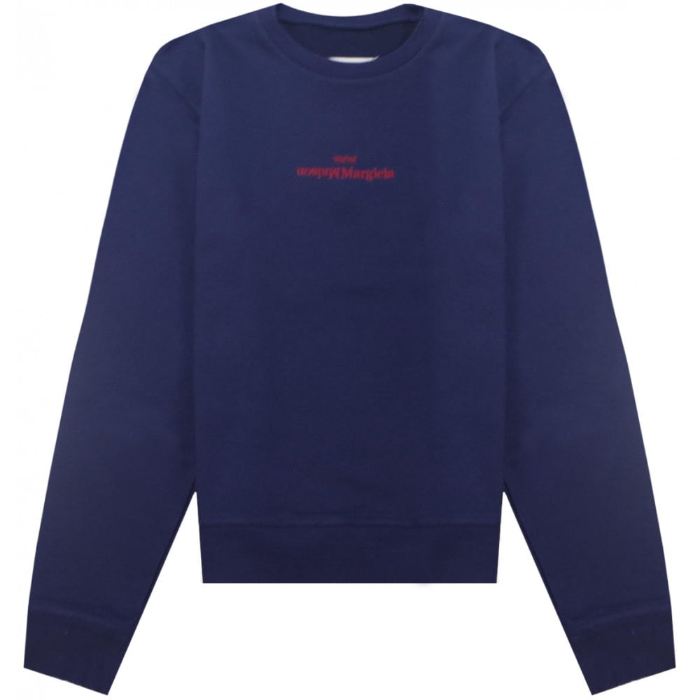 Maison Margiela Men's Embroidered Sweater Navy - NAVY XS