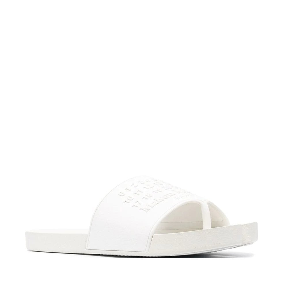 Maison Margiela Men's Embossed Tabi Sliders White 6