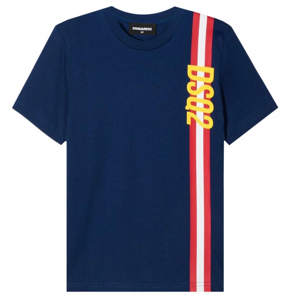Dsquared2 Boys Stripe Cotton T-shirt Blue 16Y