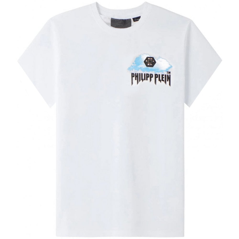 Philipp Plein Men's T-shirt Round Neck Ss Clouds White - WHITE M