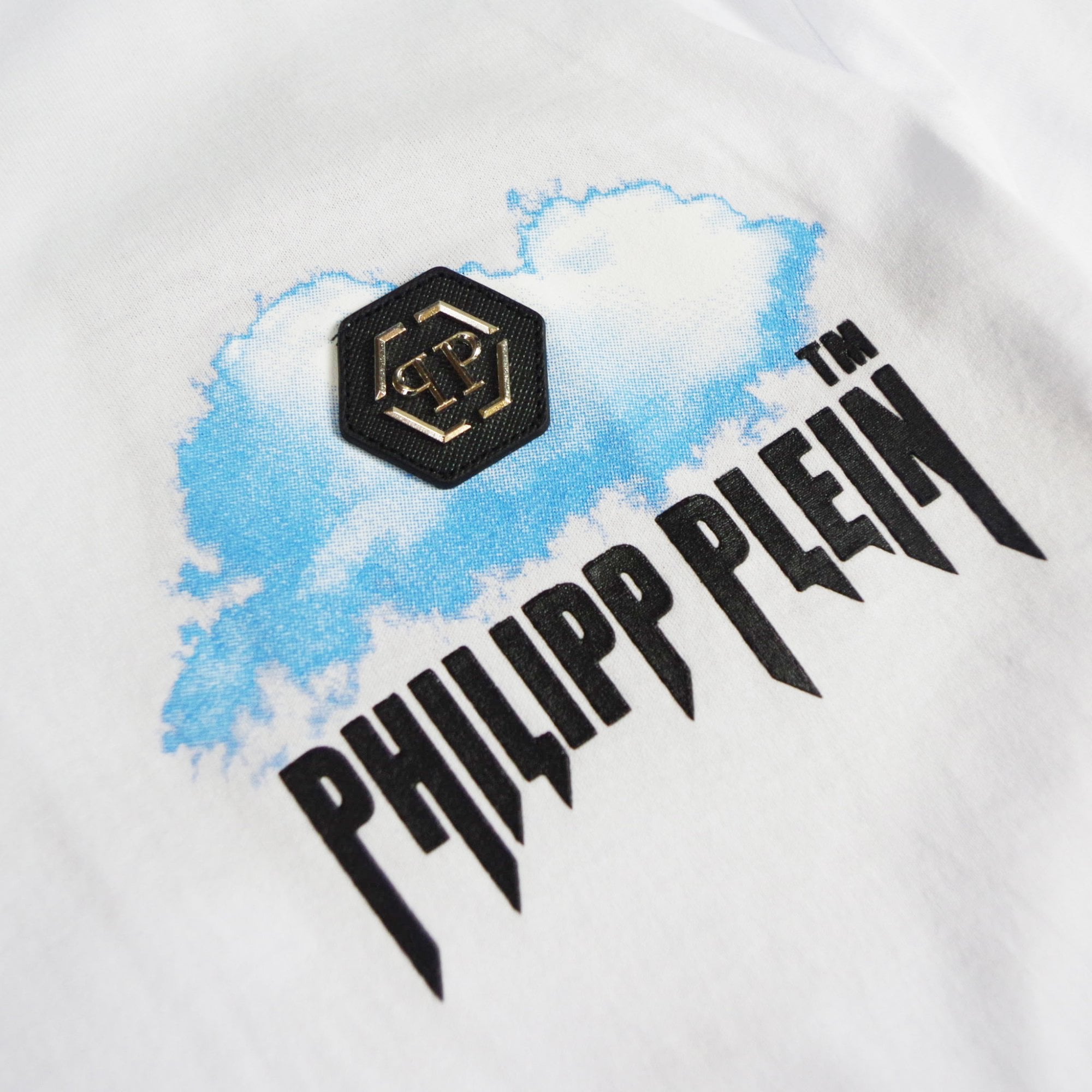Philipp Plein Men's T-shirt Round Neck Ss Clouds White M