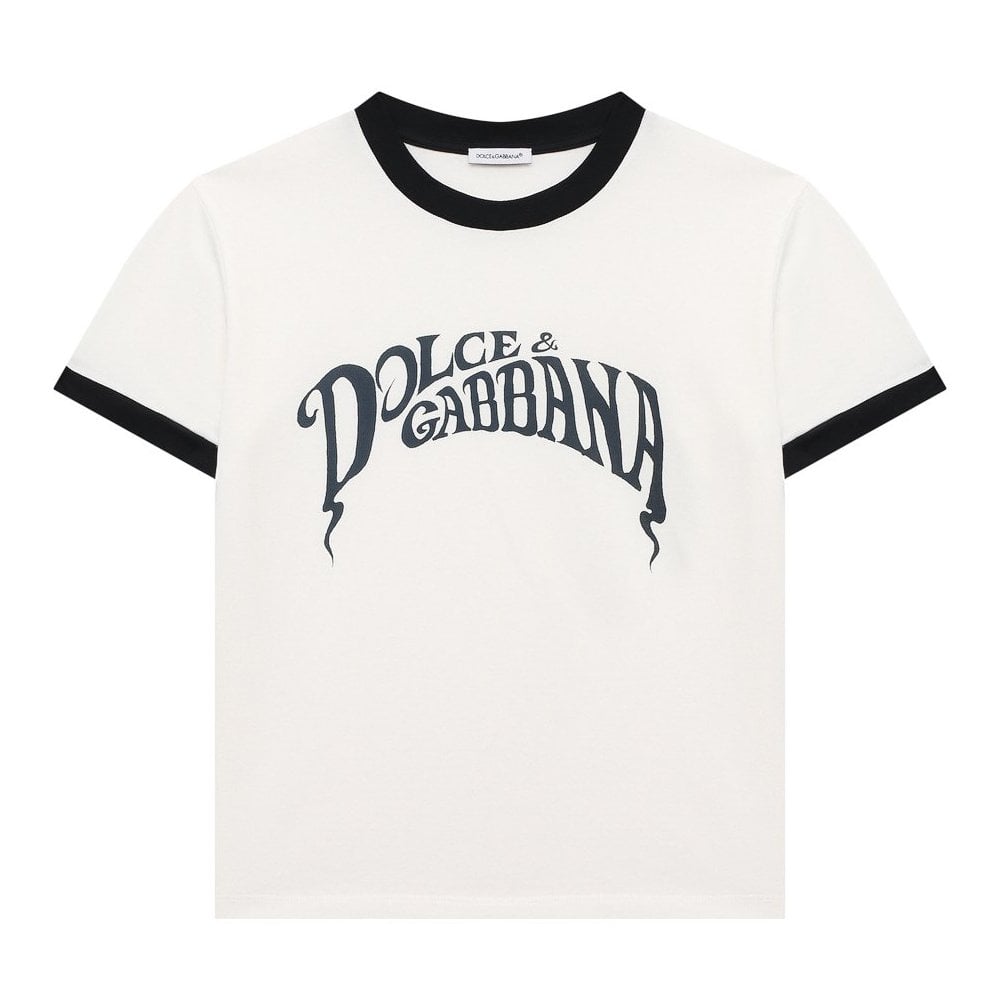 Dolce & Gabbana Boys Distorted Logo T-shirt White 12Y