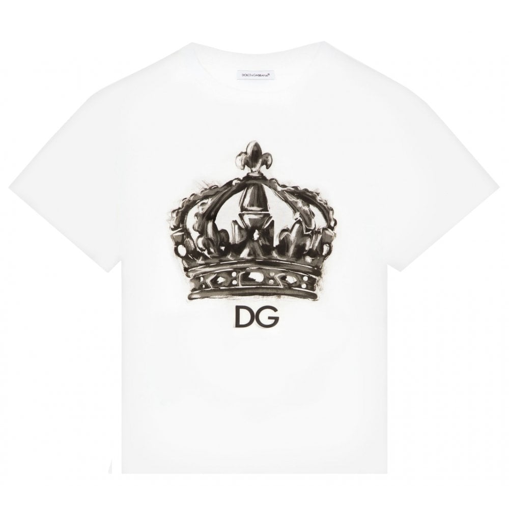 Dolce & Gabbana Boys Crown Print T-shirt White 2Y