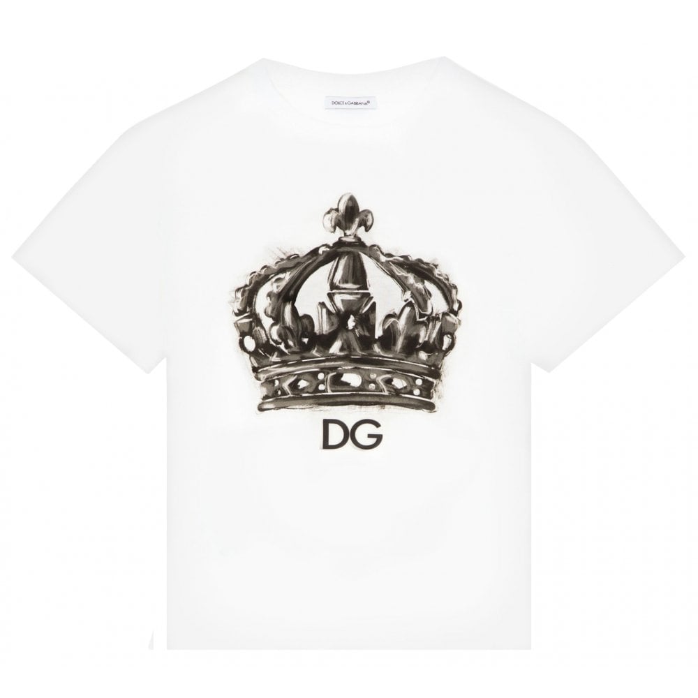 Dolce & Gabbana Boys Crown Print T-shirt White 6Y