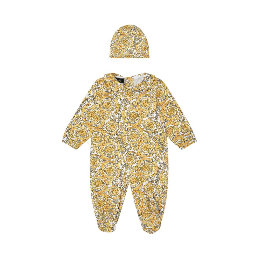 Versace Baby Boys Barocco Print Gift Set Bib & Shirt Gold Multi Coloured 6M