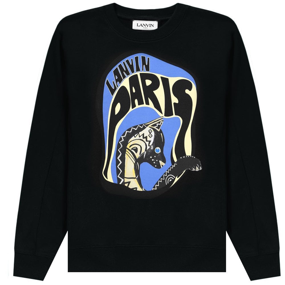 Lanvin Men's Graphic Print Sweater Black M