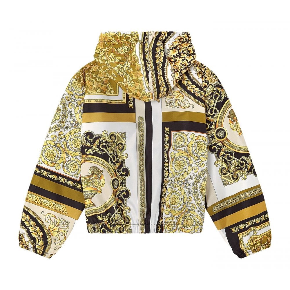 Versace Boys Barocco Mosaic Print Hooded Jacket Gold Multi Coloured 12Y