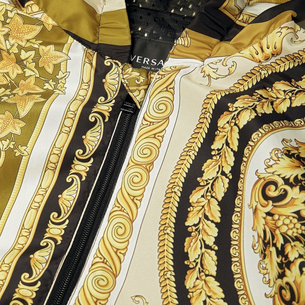 Versace Boys Barocco Mosaic Print Hooded Jacket Gold Multi Coloured 12Y