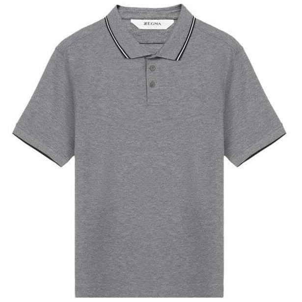 z zegna men's stretch cotton short-sleeve polo grey xxl