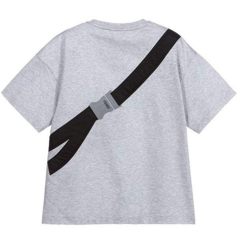 Fendi Boys T-shirt Pouch Print Grey 12Y