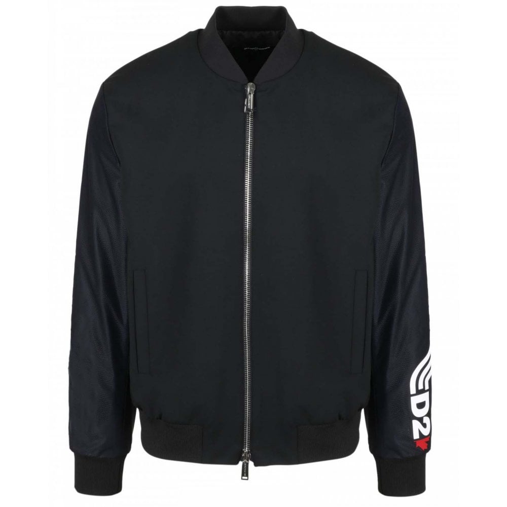 Dsquared2 Men's Stretch Wool D2Line Bomber Jacket Black - BLACK M