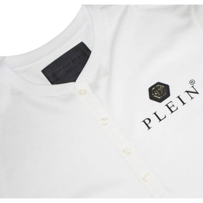 Philipp Plein Men's Logo Plaque Henley T-shirt White M
