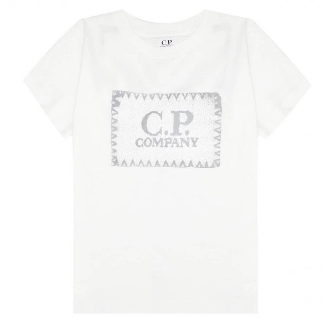 C.P Company Boys Total Eclipse Logo T-shirt White - 2Y WHITE