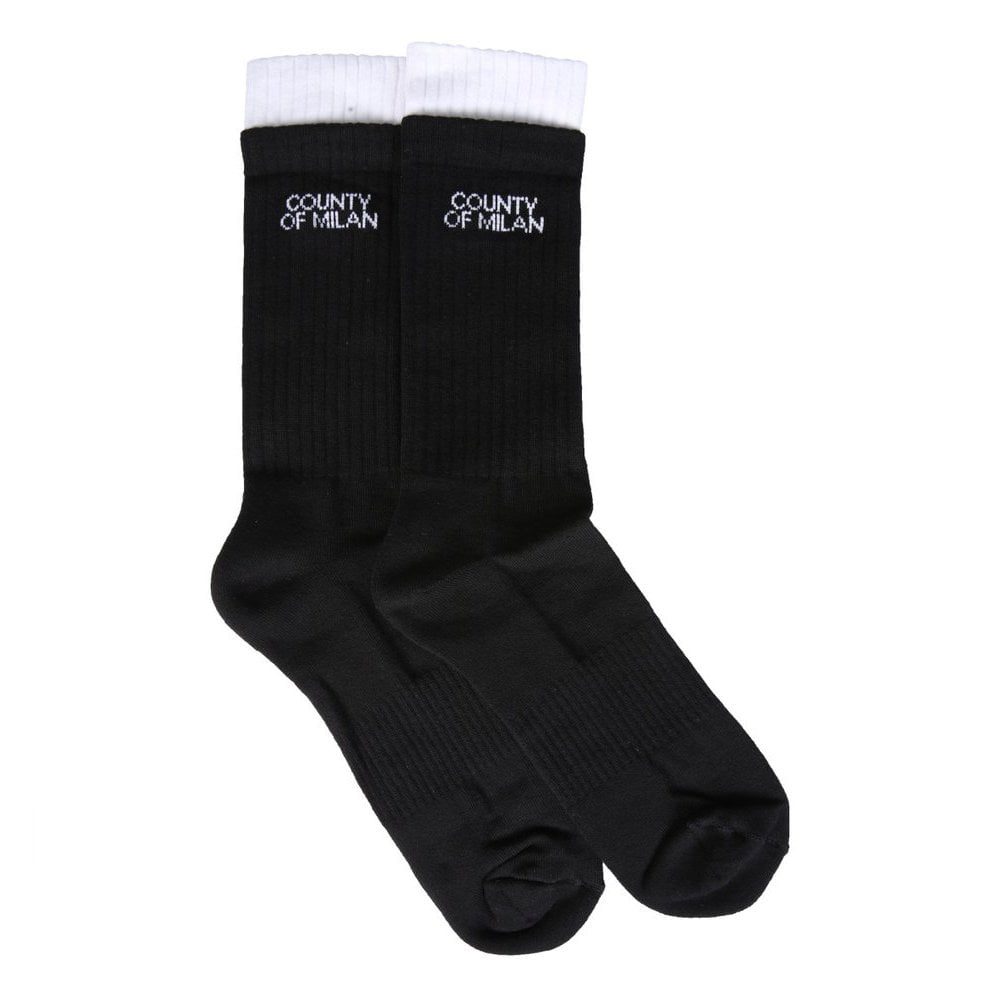 Marcelo Burlon Men's Double Cuff Socks Black - BLACK ONE SIZE