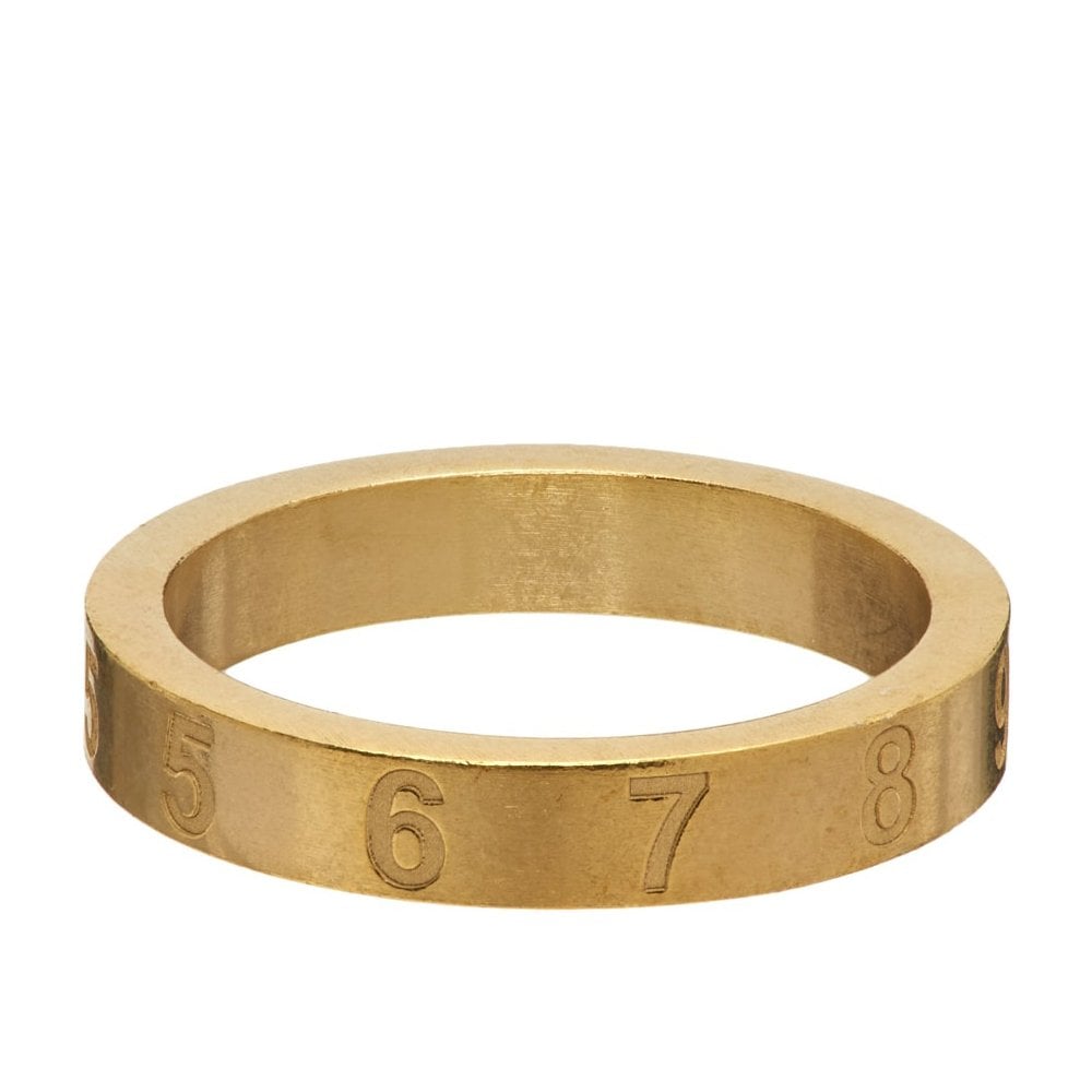 Maison Margiela Men's Thin Engraved Number Ring Gold Extra Large