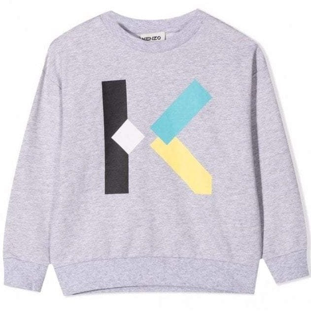 Kenzo Boys Large K Logo Sweater Grey 14Y