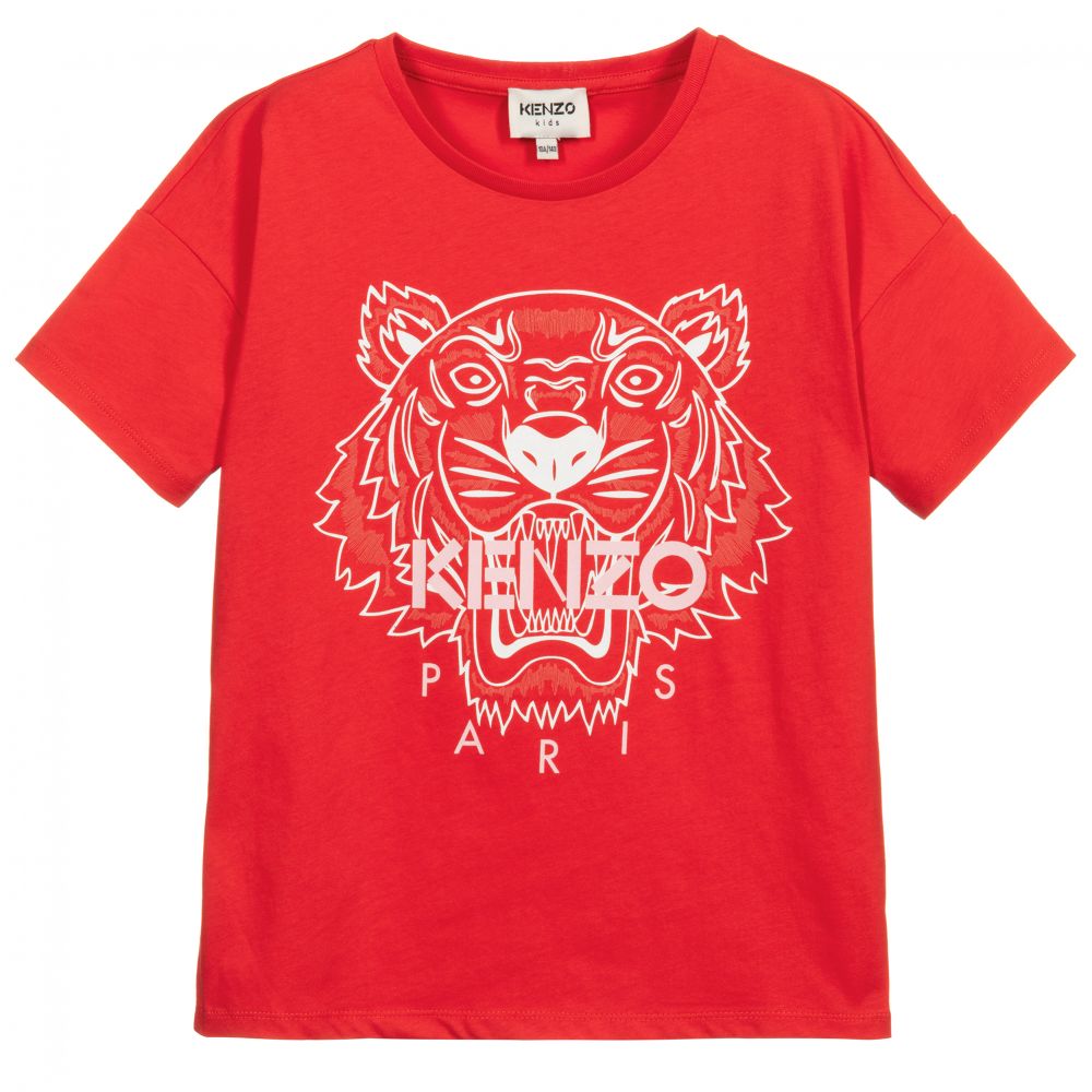 Kenzo Girls Tiger Logo T-Shirt Red - 6Y RED