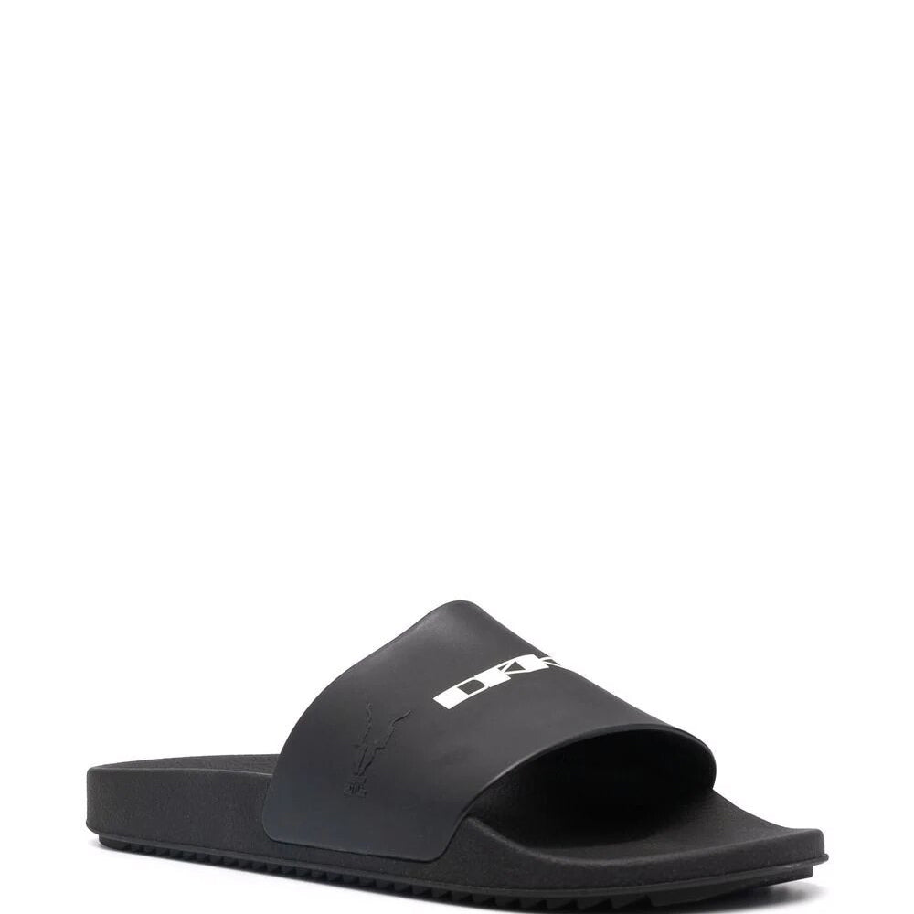 Rick Owens' Men's Drkshdw Logo Printed Slides Black 42