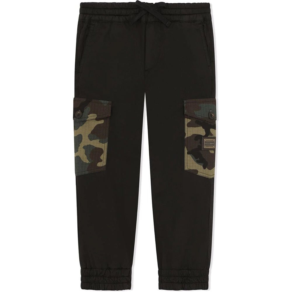 DOLCE & GABBANA DOLCE & GABBANA BOYS CARGO PRINT POCKET TRACK TROUSERS,L4JPEY G7B7Y S9000-6Y