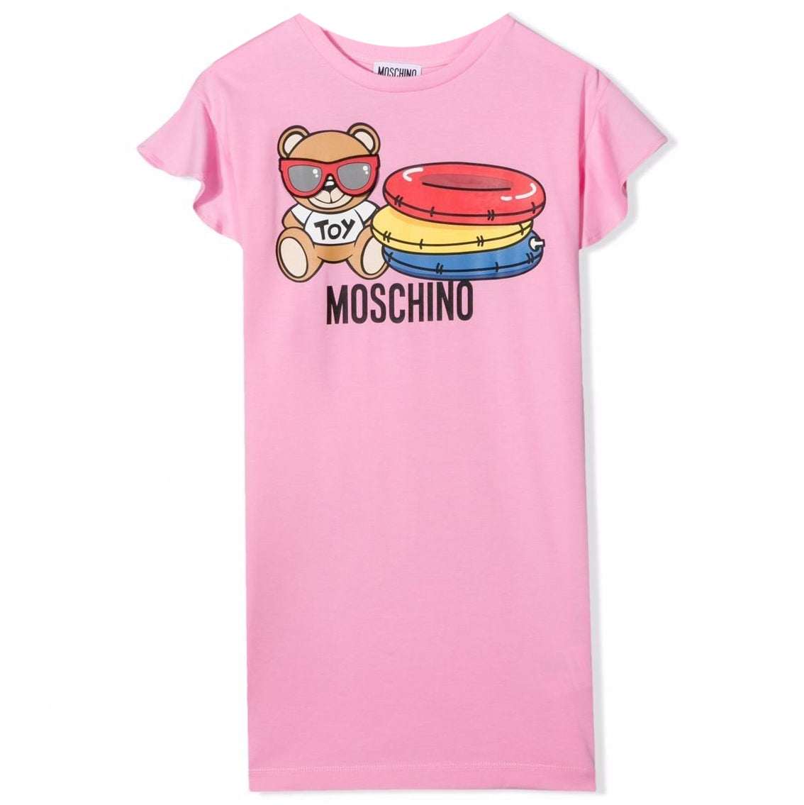 Moschino Girls Bear Print Logo Dress Pink - 4Y PINK