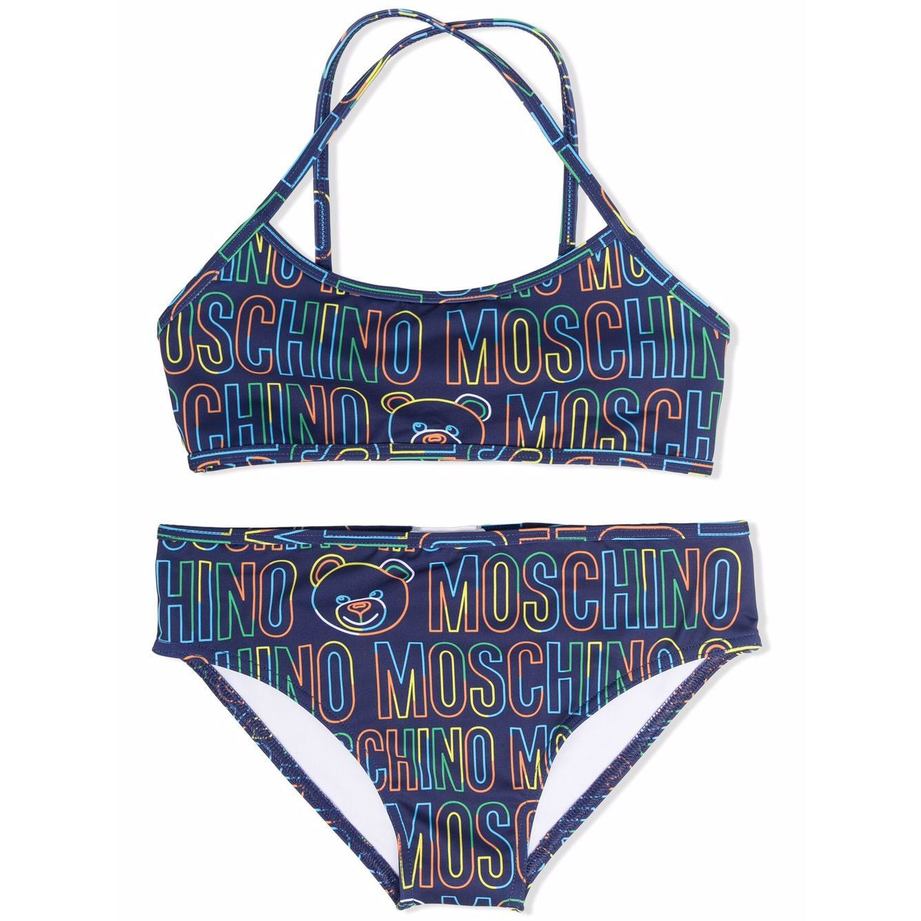 Moschino Girls Monogram Logo Bikini Set Blue - 4Y BLUE