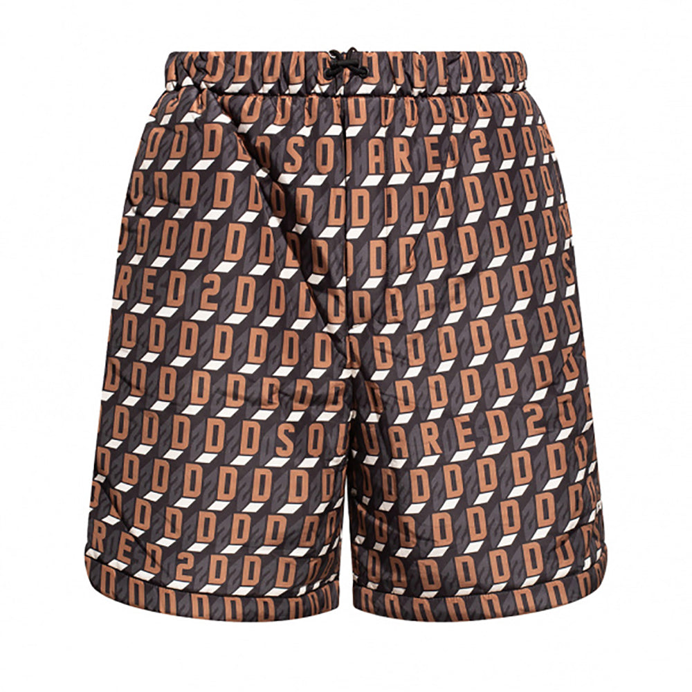 Dsquared2 Men’s Monogram Logo Swim Shorts Brown L Black